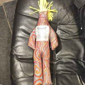 Colorful Swirl Patterned Doll with Yellow Hair